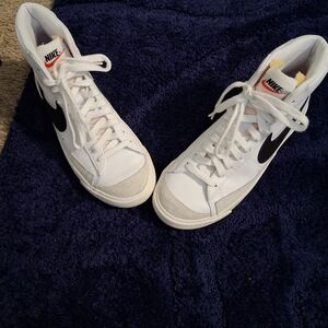 Nike Kids White and Black High-Top Sneakers